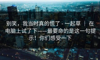 别笑，我当时真的慌了 - 一起草 ｜ 在电脑上试了下——最要命的是这一句提示！你们感受一下