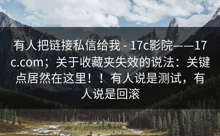 有人把链接私信给我 - 17c影院——17c.com；关于收藏夹失效的说法：关键点居然在这里！！有人说是测试，有人说是回滚